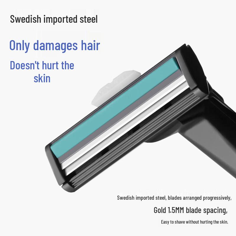 Beginner Manual Razor Set with 12 Refills and Shaving Foam