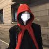 Contains wool fashionable retro balaclava hat women's autumn and winter warm hat scarf integrated new 2025
