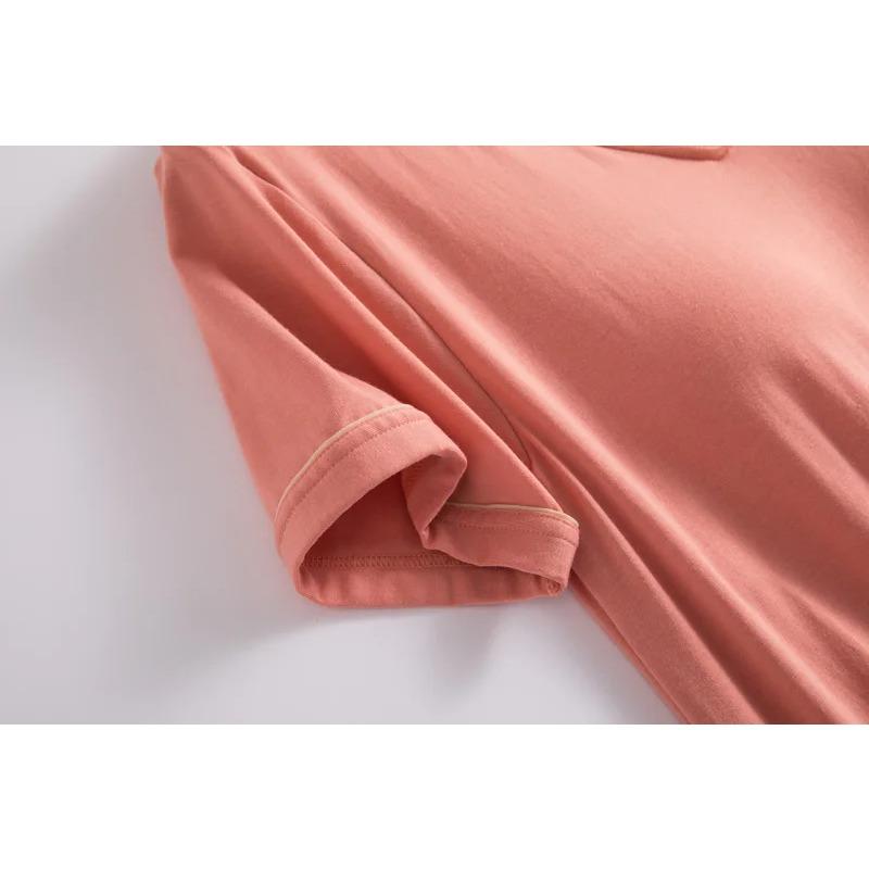 Kurzärmliges Nachthemd für den Sommer mit V-Ausschnitt und Brustpolstern für Damen, mehrfarbig, lockere Größe