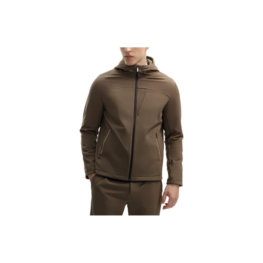 FILA Solid Color Hooded Casual Knit Jacket Men jackets Caramel F11M412503F-BN