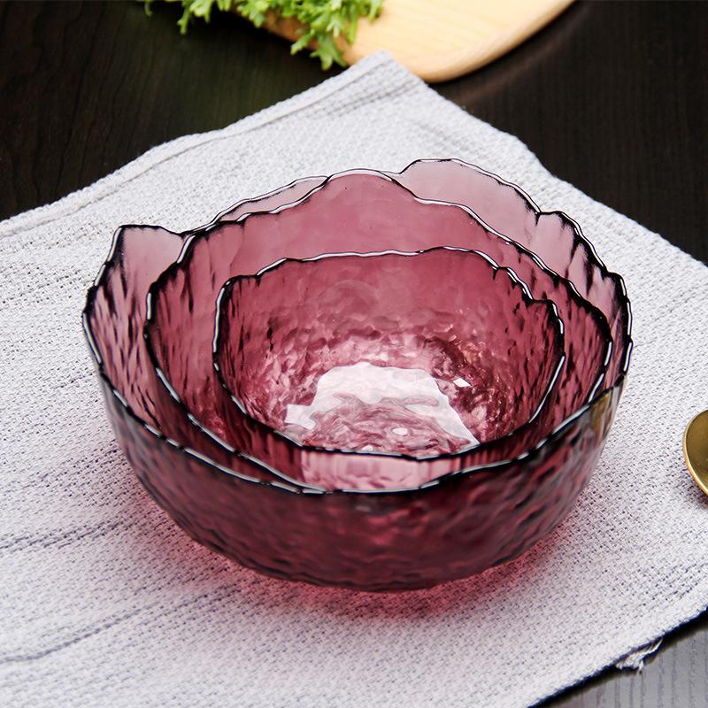 Disposable Bowl High Quality Colorful Different Size Purple Blue Pink Green Glass Salad Bowl for Home Fruit Serving