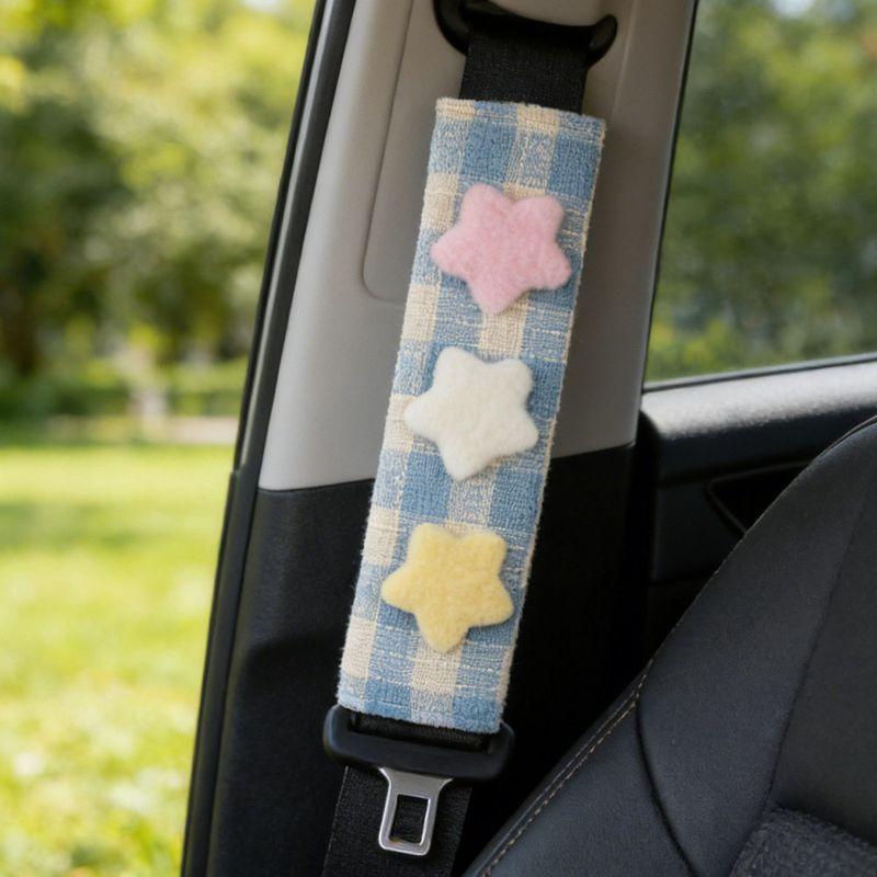 

New Car Seatbelt Shoulder Pads, Extended Version, Decorative Items, Cartoon Cute Car Accessories for Girls Five-Pointed Star Shoulder Pads