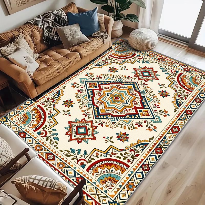 RAKKS New Moroccan  Large Area Rug - Low-Pile Crystal Velvet Carpet for Living Room & Bedroom Kitchen, Door Mat Home Floor Decor