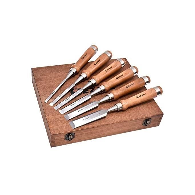 Ciseaux À Bois - EZARC - Set De 6 - Tailles 6 À 25 Mm - Boîte En Bois