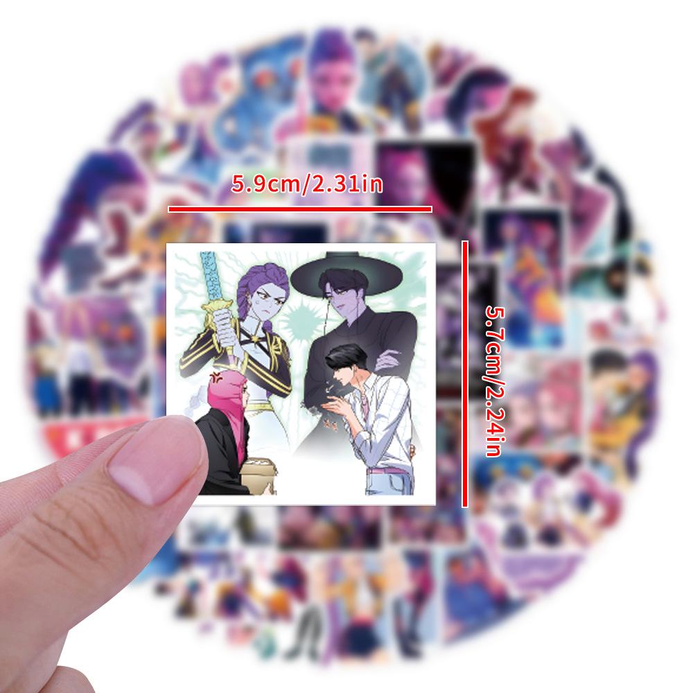 55pcs KPop Demon Hunters Cartoon Non-repeating Graffiti Stickers, Phone Cases, Suitcases, Water Bottles Stickers