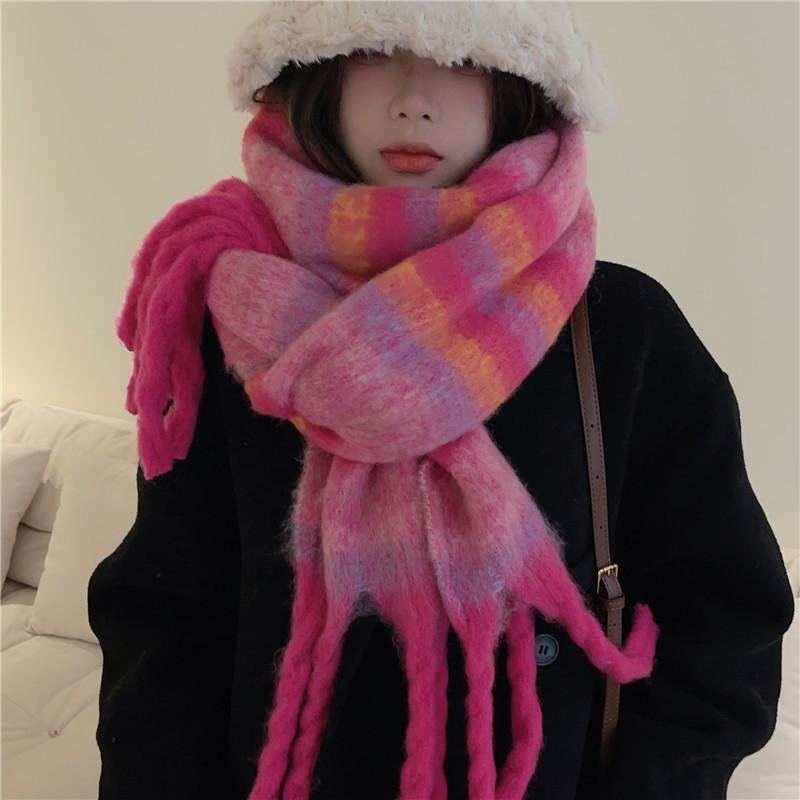 Autumn and Winter Scarves Women's Winter High-end Scarves Thickened and Warm Tonglu Imitation Cashmere Plaid Scarves