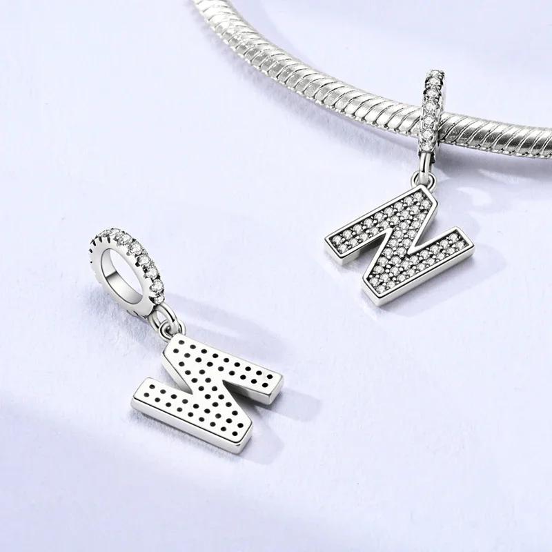 Originale DIY A-Z Alphabet Anhänger Perle Kupfer Eingelegter Zirkon Liebesbriefe Dangle Schmuck Geschenk Passend für Armreif