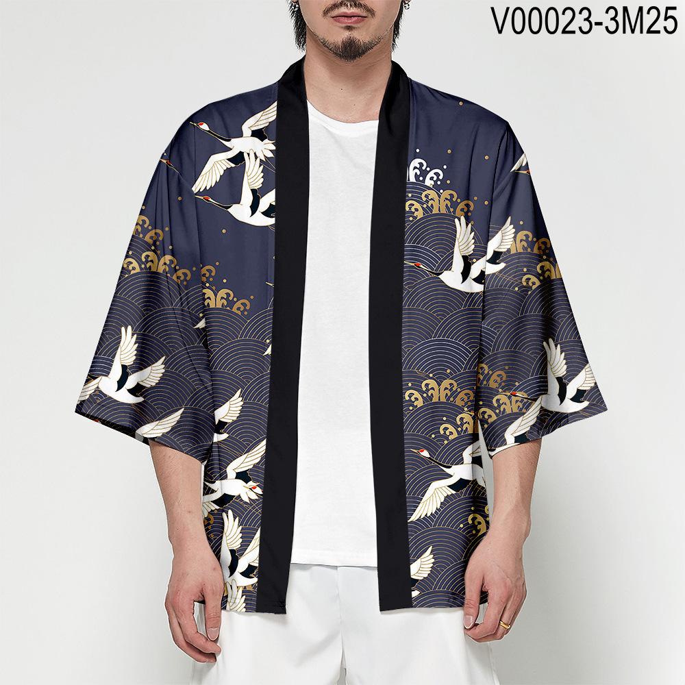 Japanske tradisjonelle kostymer Gutter Jente Mote Kimono Haori Cardigan Jakke Barn Beach Wear Kappe