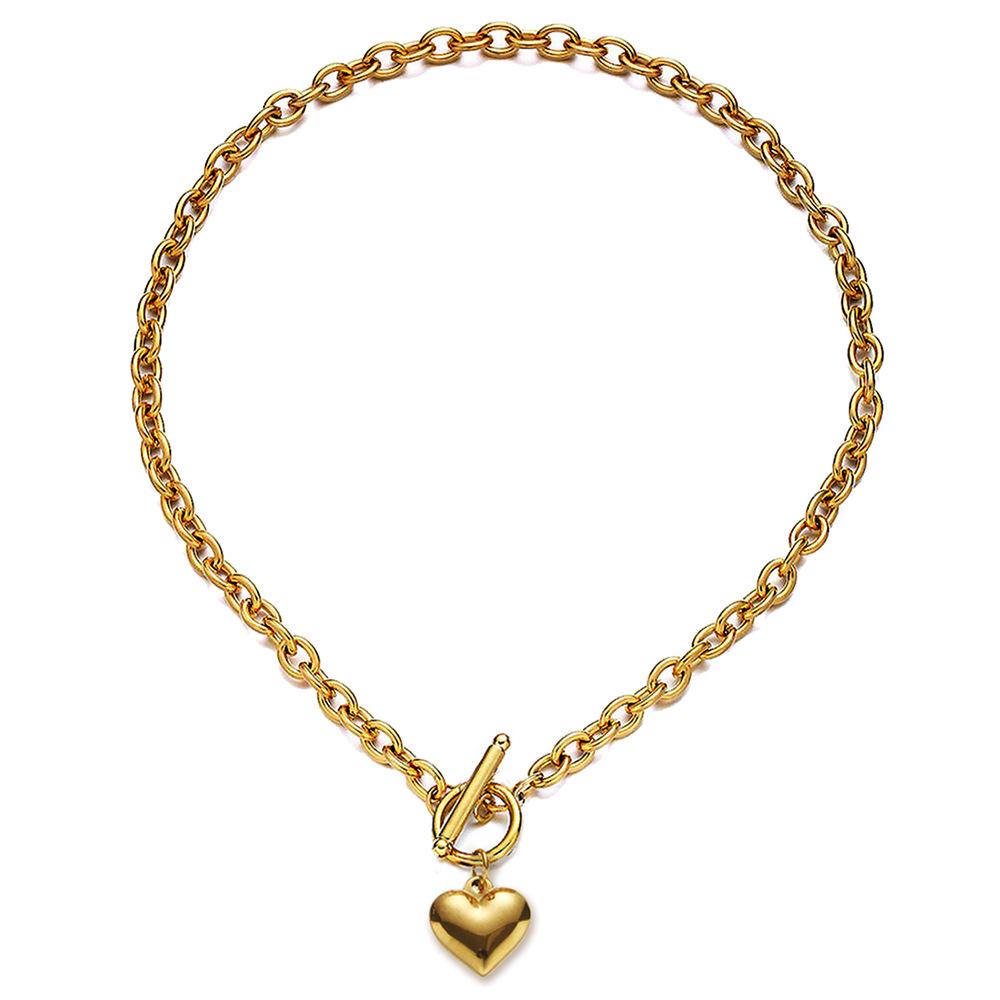 Collier Pendentif Cœur en Acier Inoxydable Style Coréen - Cadeau de Noël