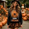 Women's Halloween Print Long Sleeve Neck Pullover Sweatshirt
