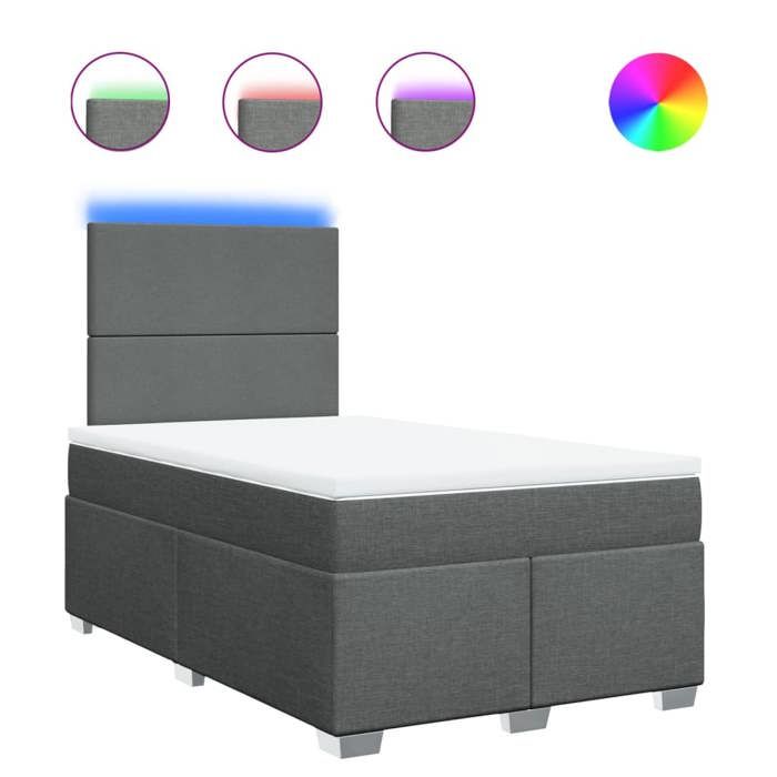 VidaXL Sommier à lattes de lit avec matelas Gris foncé 120x200cm Tissu, lit, lit à plate-forme, lit à panneaux, meuble de 3292749