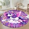 Unicorn Round Floor Mat Design for Playrooms Hallway Dining Room Outdoor Antislip Round Carpet Anime Office Decor