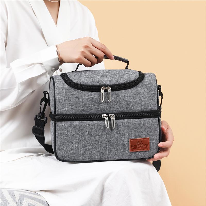 Single/Durable Layer Waterproof Thermal Lunch Bag Large Capacity Portable Picnic Food Insulated Cooler Bag With Shoulder Strap