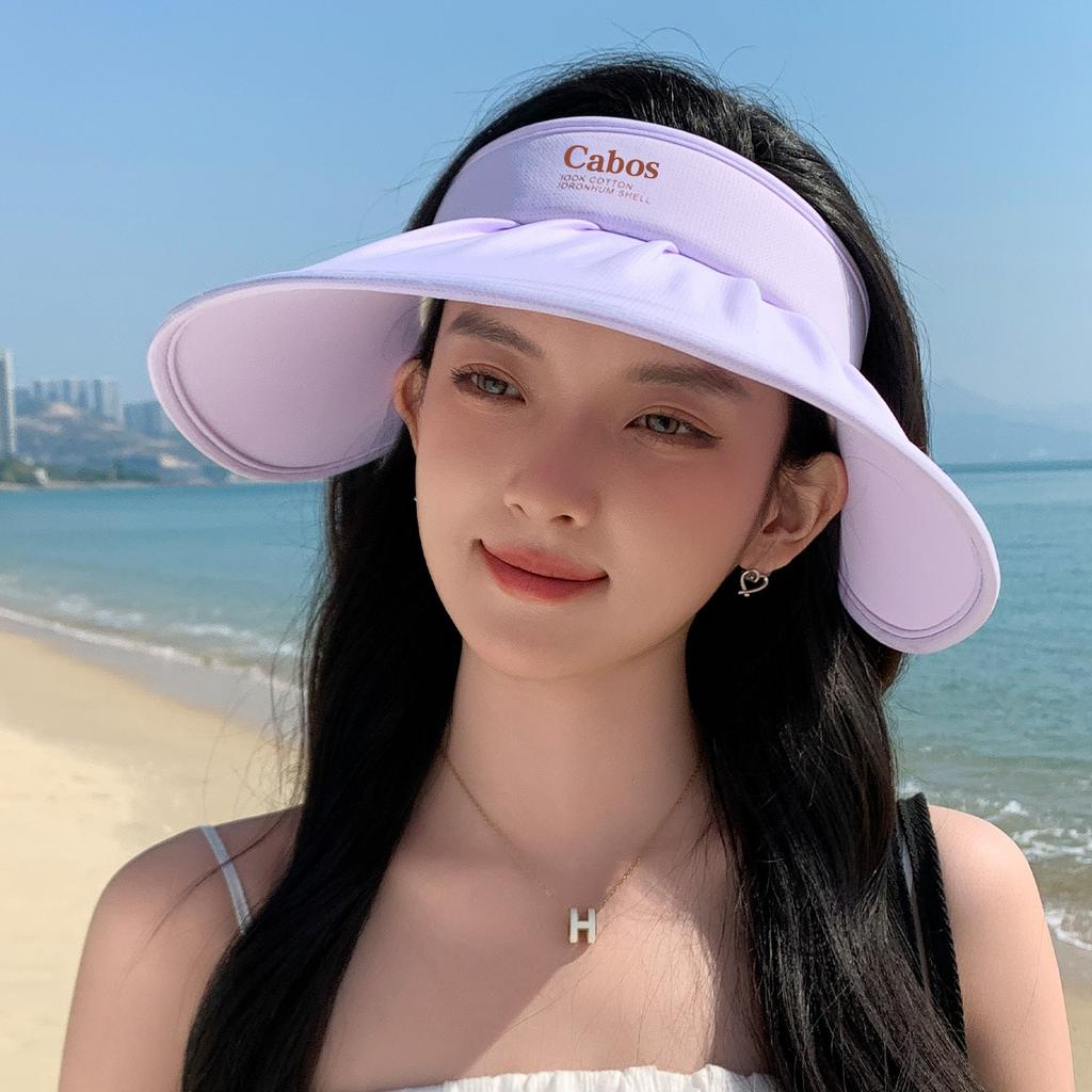 New shell hat summer UV protection empty top sun protection face show small face big brim sun hat children