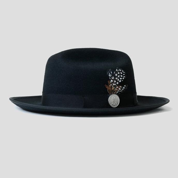 Vintage British Style Felt Fedora Hat for Men Classic Retro Knight Wool Trilby Cap Gentleman Dress Formal