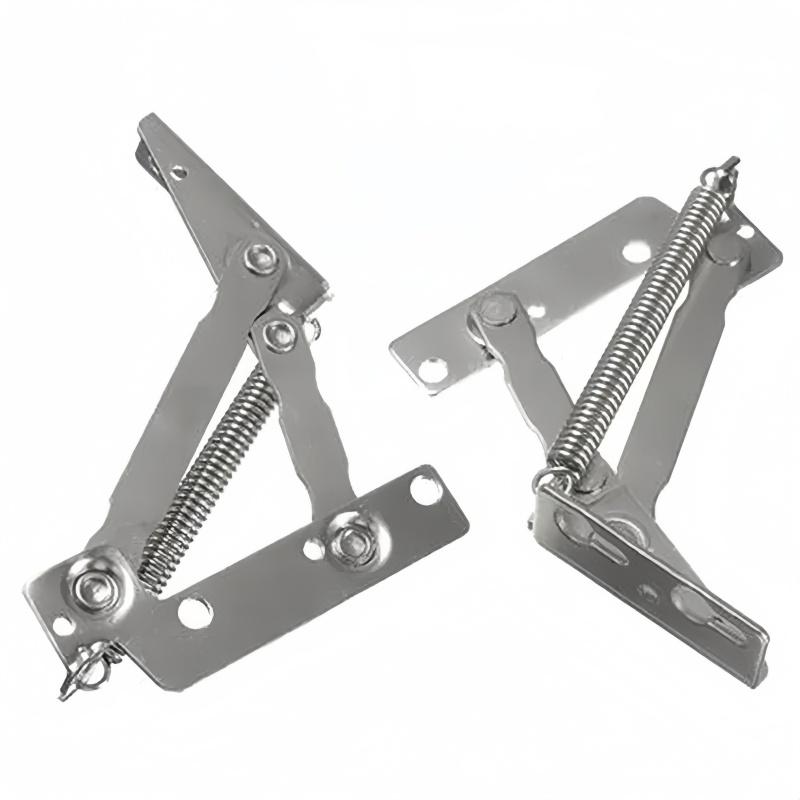 

2 Pcs Heavy Duty Steel Spring Hinges,Black/Silver 80 Degree Folding Lift Top For Cabinet Doors,Sofa Bed&Furniture,Surface Mount
