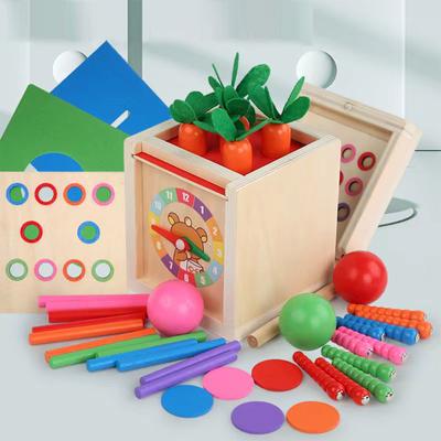 Six In One Coin Box Multi Functional Stick Pulling Carrot Preschool Building  Color Matching Intelligence Box Toy