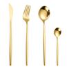 4pcs Gold Flatware Set Tableware Fine Dining Utensil Set Include Knives Forks and Spoons,Circular Fine Handle Kitchen Tools