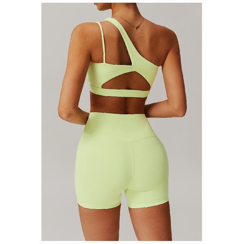 Nowy biustonosz do jogi z ukośnymi ramiączkami i pięknym tyłem, nagi biustonosz sportowy, nieregularne ramiączka, top sportowy do biegania i fitnessu