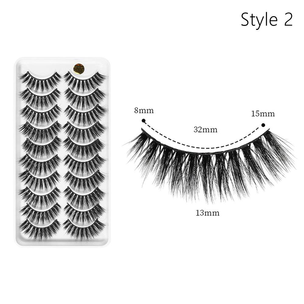 10 Pairs 3D Soft Mink Hair False Eyelashes Crisscross Thick Long Eye Lashes Women's Beauty