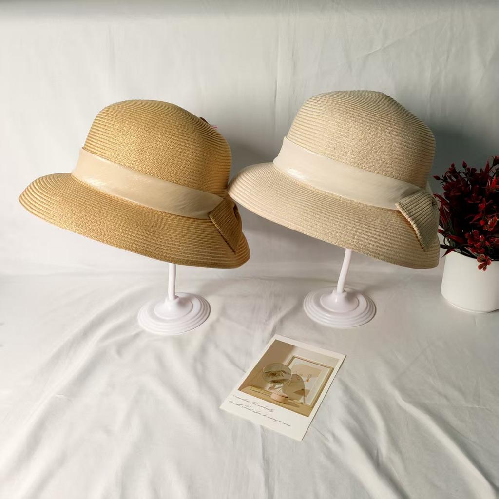 Straw hat women's summer bow straw beach hat outdoor travel sun hat new sun hat