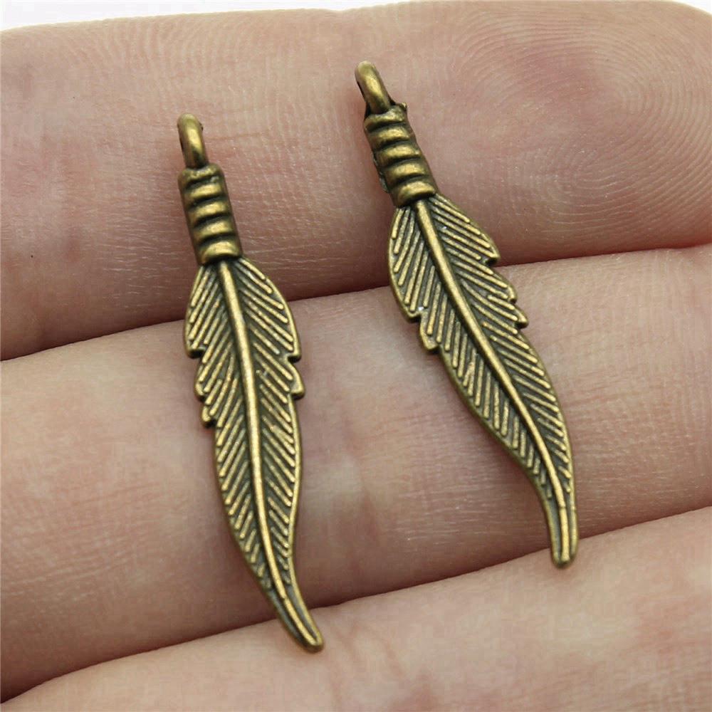 Feathers Leaf Nature Charm Antique Bronze Zinc Alloy Jewelry Making Supplies Bracelet Making Style Pendants