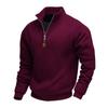 Mens Fleece Lined Stand Collar Sweatshirt Casual Sports Pullover Solid Color