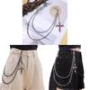 Hip Hop Cross Pendant Waist Chain Metal Dual Layer Accessory For Men Women