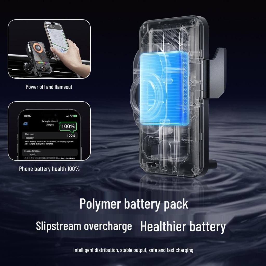 Dual Motor Electric Rotating Car Phone Holder with Wireless Fast Charging