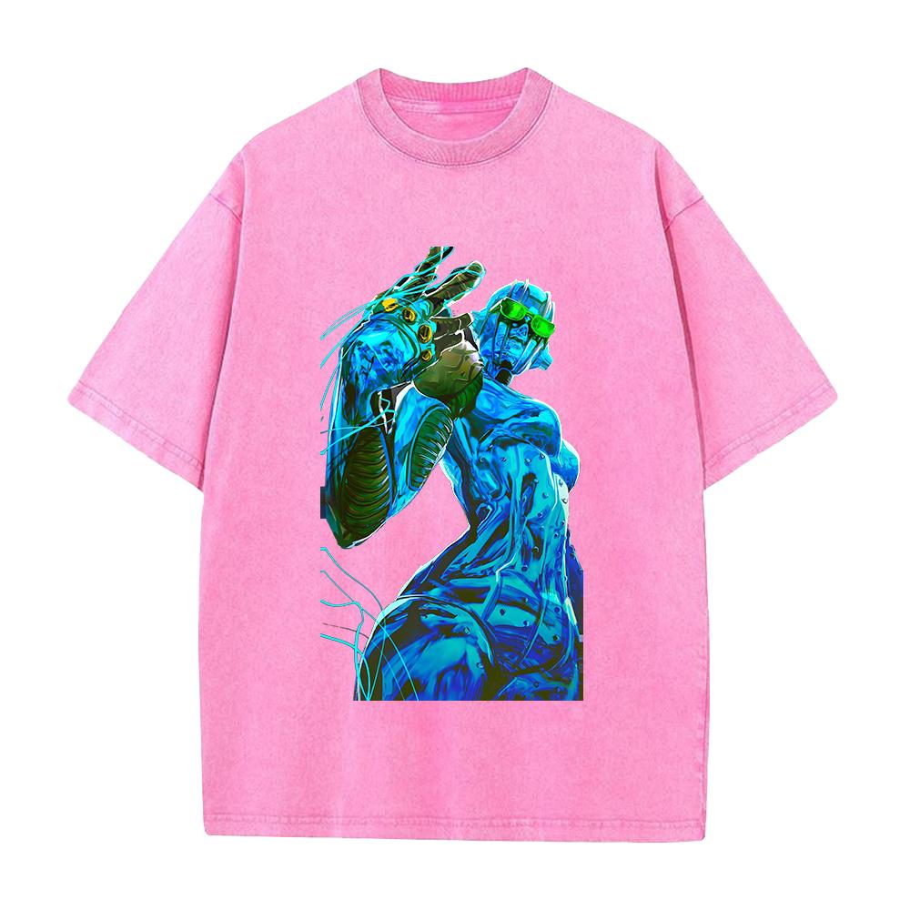 Stone Free Jolyne Printed Tee Anime JoJos Bizarre Adventure Clothing Men Women Retro Washed Tshirts Harajuku Cotton T Shirt