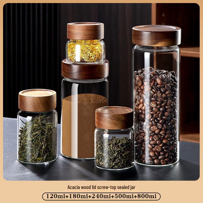 

Green Apple Glass Sealed Jars with Acacia Wood Lids
