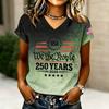 Damesmode V-hals Casual Letter Grafische Print Korte Mouw T-shirt Top voor Dagelijks Gebruik