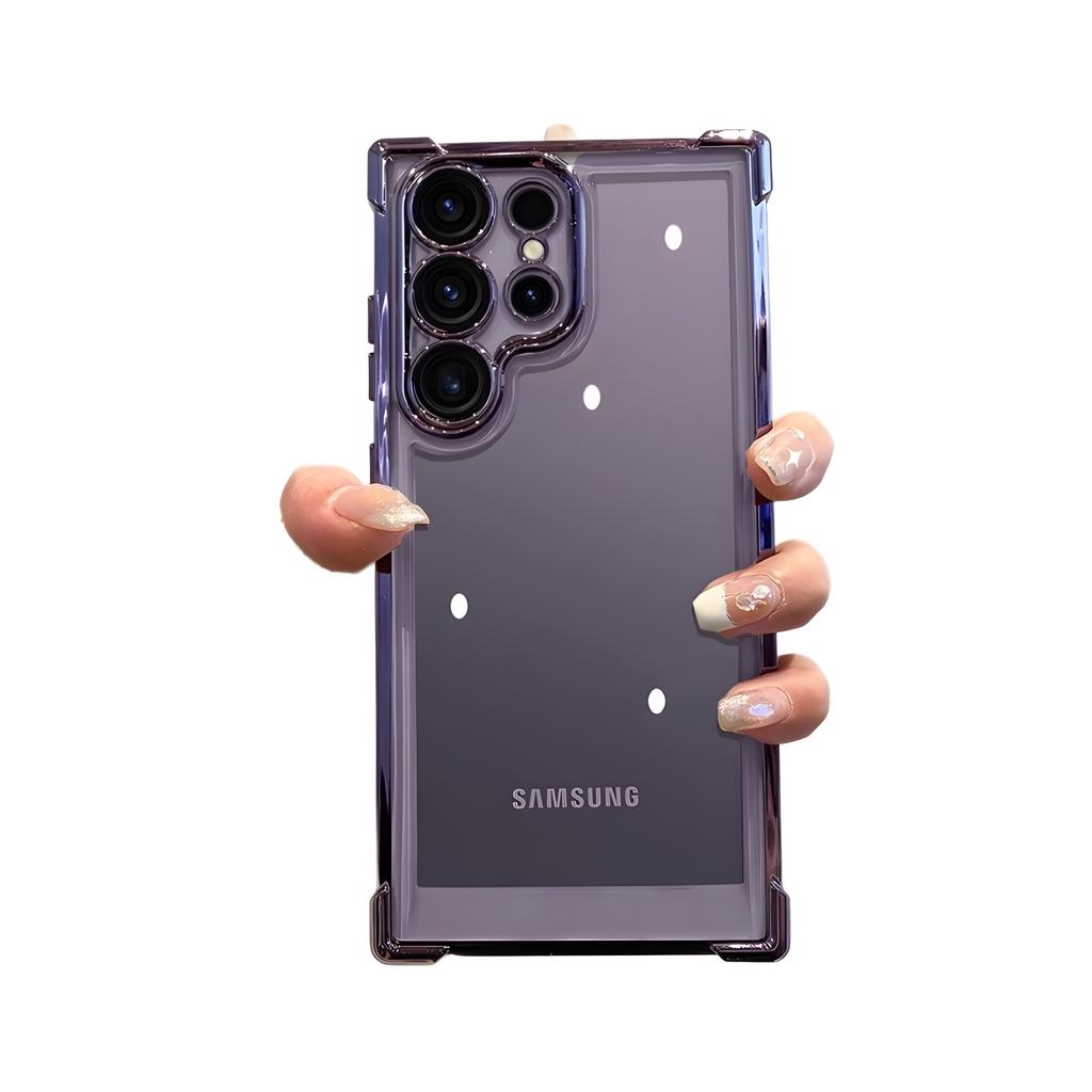 Geschikt voor Samsung S25FE Mobiele Telefoonhoes Electroplated Transparant S24Ultra Vier Hoek Airbag Siliconen S23P Volledige Verpakking Zachte Hoes