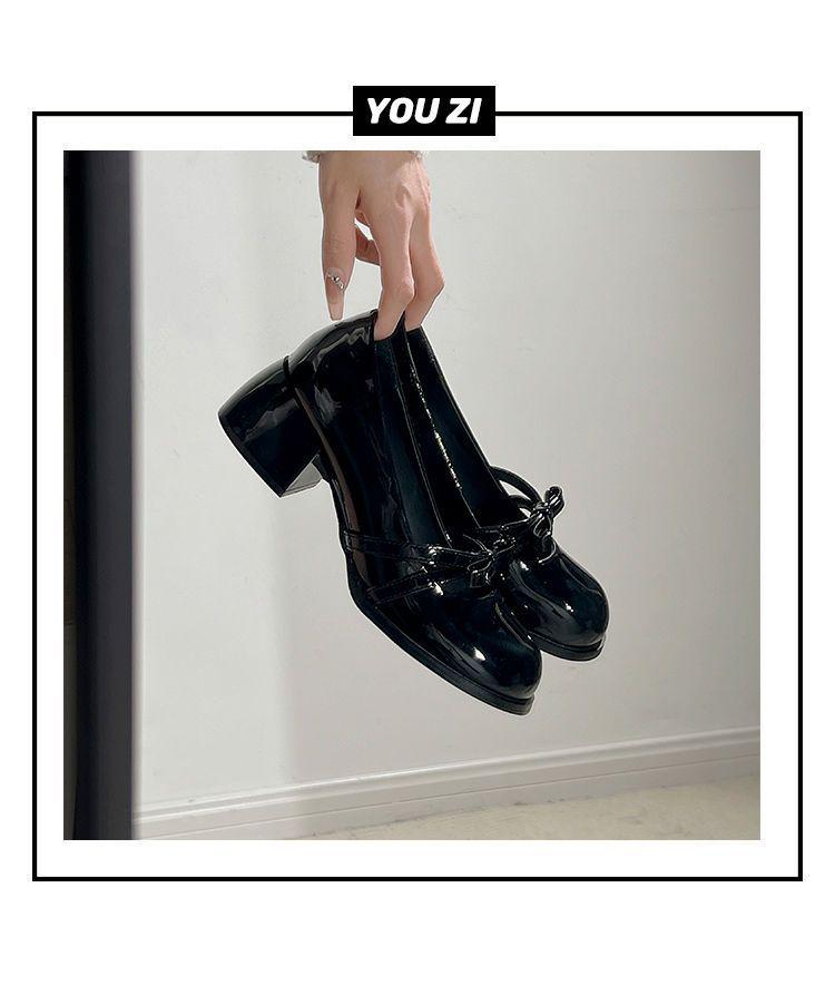 Fairy Style Black Mary Jane High Heels with Bow - Women's 2024 Fashion, All-Match, Comfortable Skirt Shoes