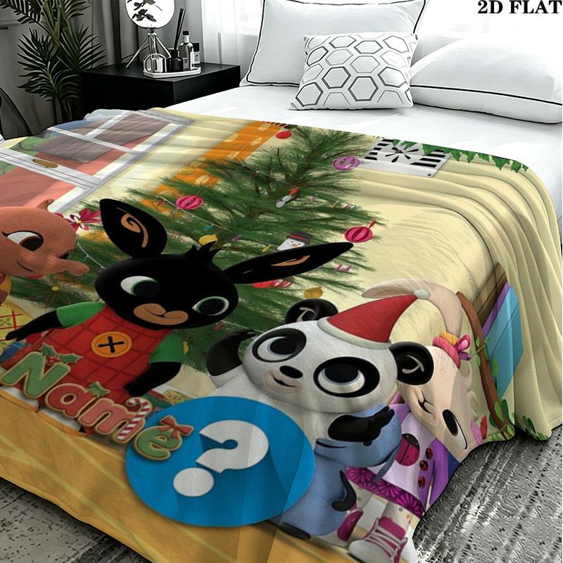 1PC Bing Custom Name Patterned Flannel Blanket Suitable For All Seasons for Home Decor Warmth and Comfort Gifts Holiday Present