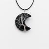Handcrafted Geometric Moon Pendant Necklace With Natural Stone Wire-Wrapped Tree Design Women
