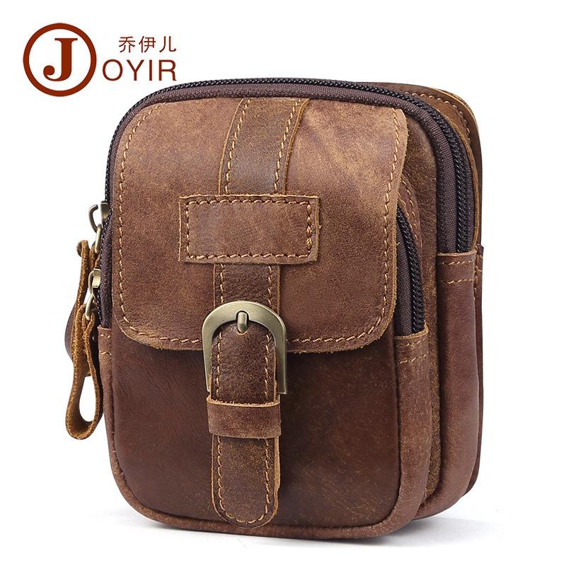 Men's bag outdoor sports fanny pack retro casual men's bag first layer cowhide genuine leather mobile phone bag