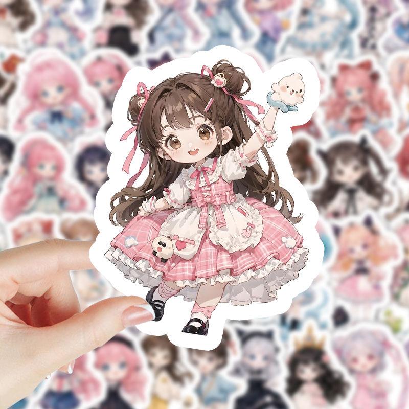 103 süße Aufkleber mit Loli-/Mädchenmotiven zur selbst gestalteten Dekoration von Notizbüchern, Planern, Wasserflaschen und Anime-Bastelarbeiten.