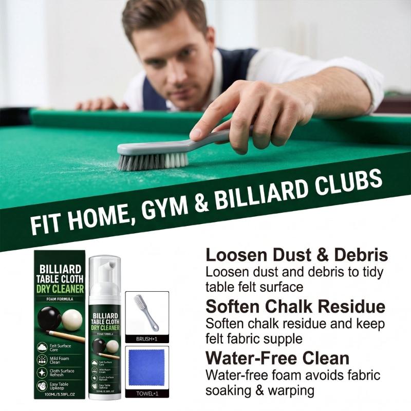 Cloth Cleaner Set for Billiard Table Cleaning, Pool Table Care with Brush and Towel for Regular Home Table Cleaning Use for Personal Cloth Care