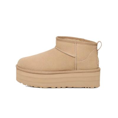 Klassischer Ultra Mini Plateau-Stiefel Senfgelb