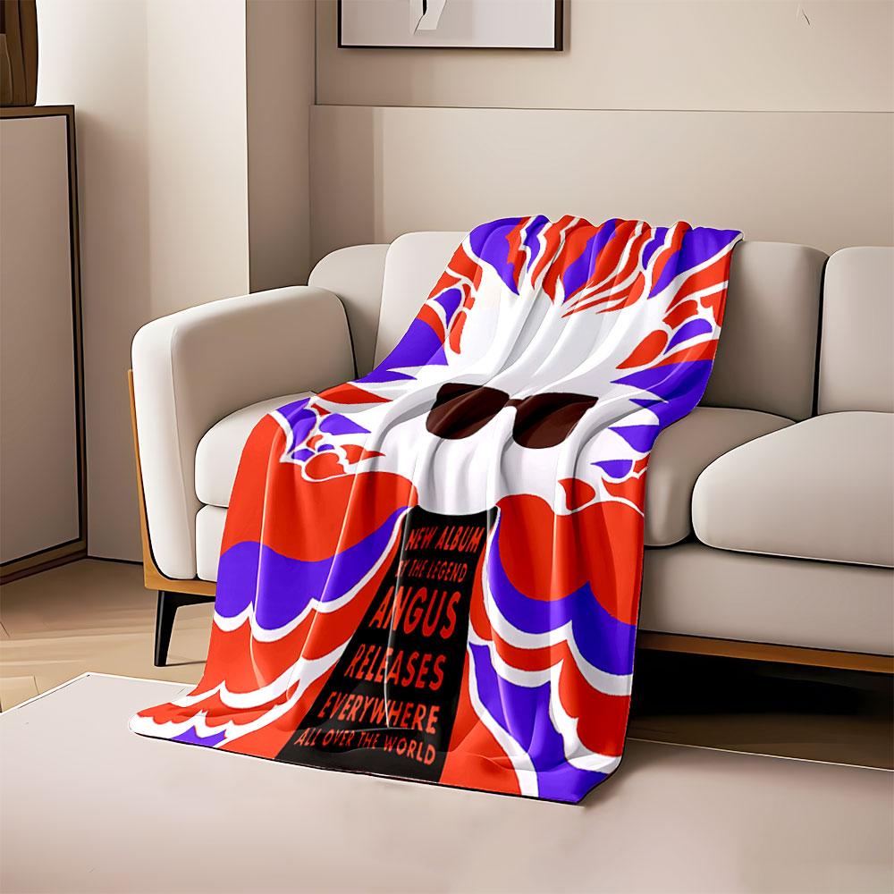 

Abstract figure with wild red, white, and purple patterns emanating outward. for all seasons blanket lunch break throw gift 80cm x 120cm