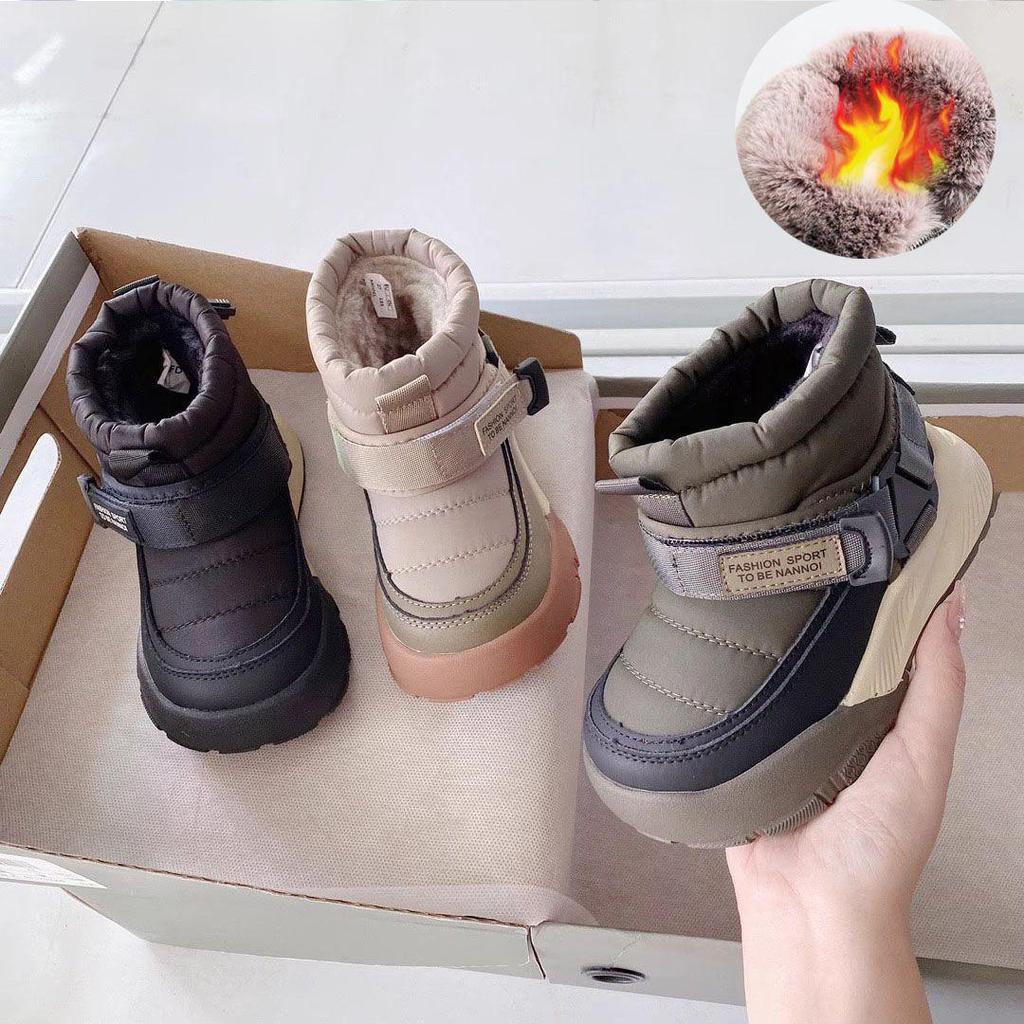 New Kids' Non-Slip Winter Boots - Warm, Thickened, and Fashionable with Magic Tape