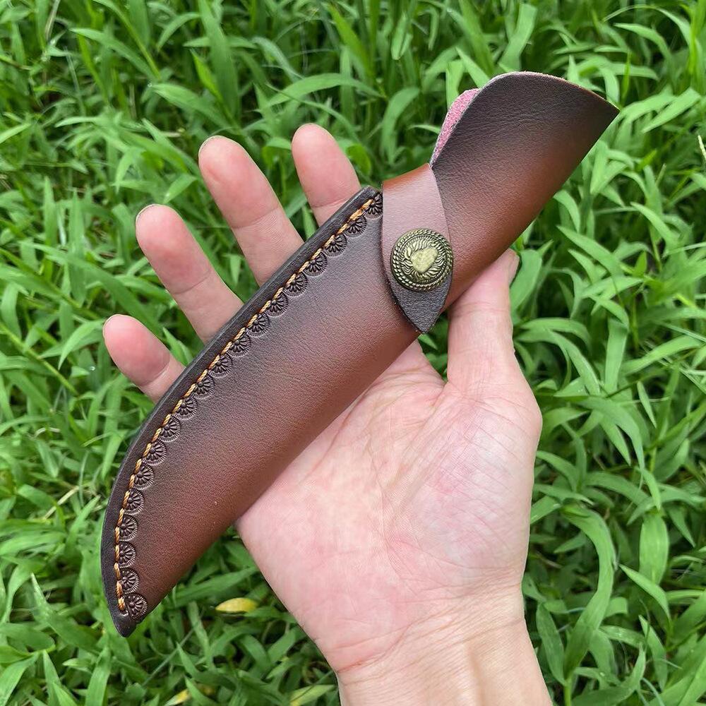 Two-Layer Cowhide Kitchen Knife and Sheath Set - Portable Outdoor Fruit Knife Set