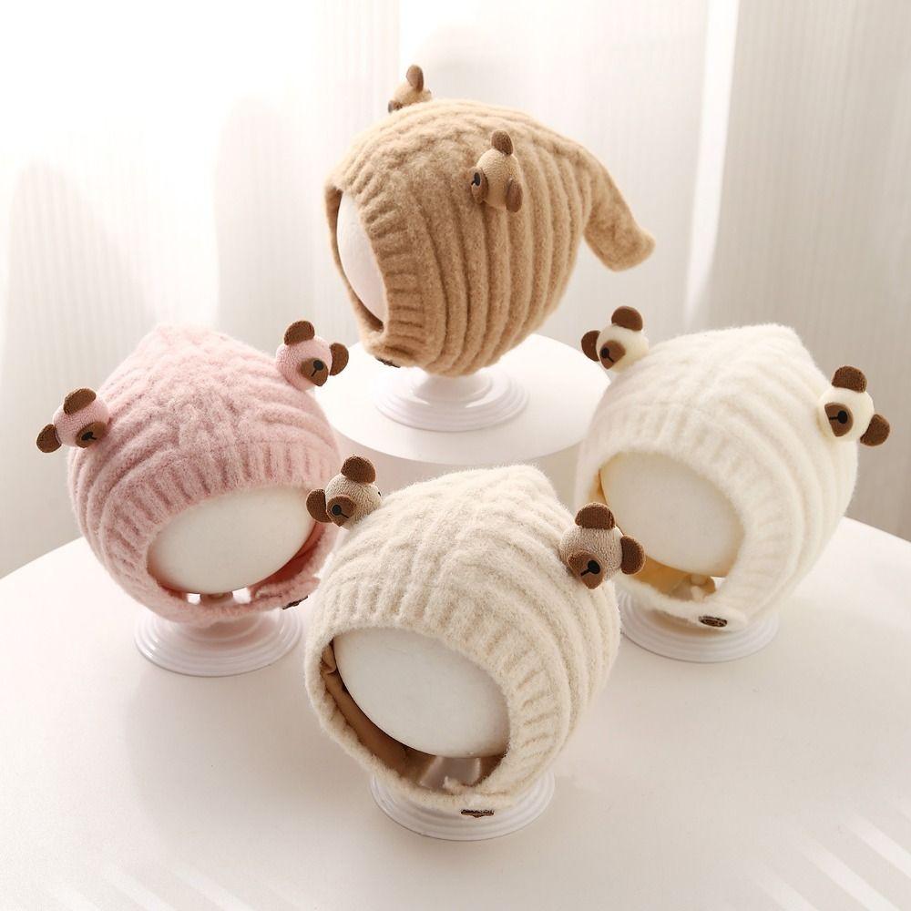 Warm Baby Knitted Hat Soft Kids Earmuffs Cap Fashion Children Pullover Cap  Boys