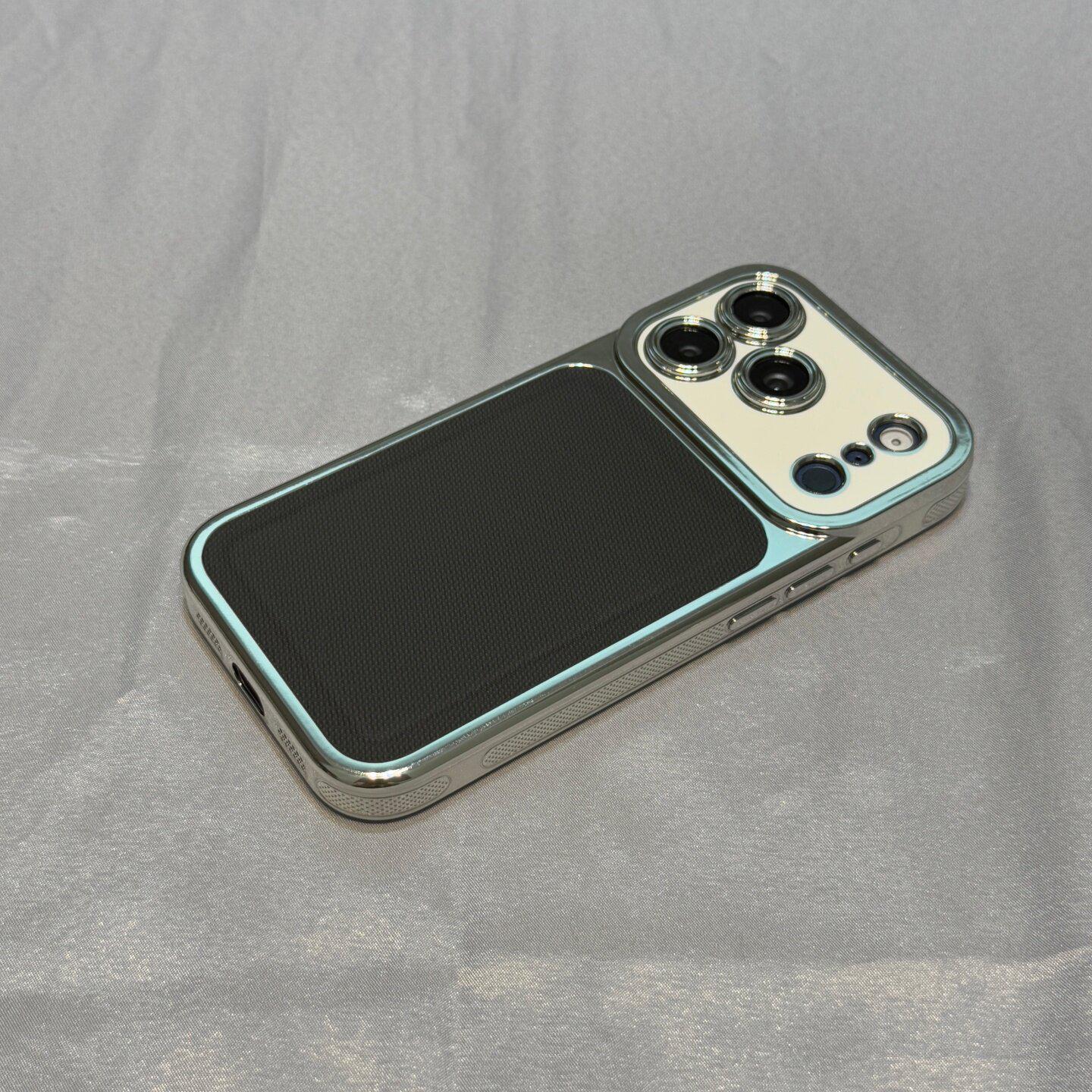 

iPhone 17 Pro Max Case: Large Window, Woven Texture, Leather Sticker, Electroplated, Anti-Slip Cover For iPhone 13 Pro чорний
