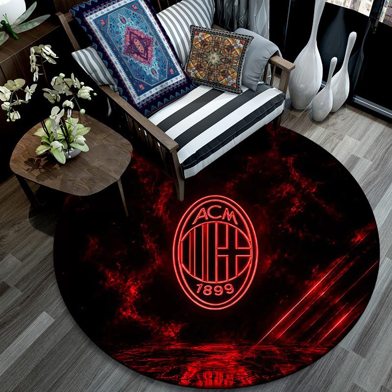 Associazione Calcio Milan Round Area Rug,Carpet Rug for Living Room Bedroom Sofa Playroom Decor,Non-slip Floor Mat