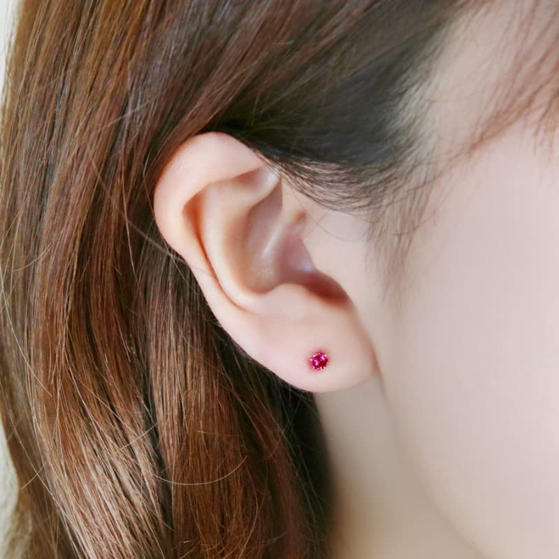 ESTELLE July Birthstone Ruby Earrings in 10K Yellow Gold (0222-5442-0014-0000)