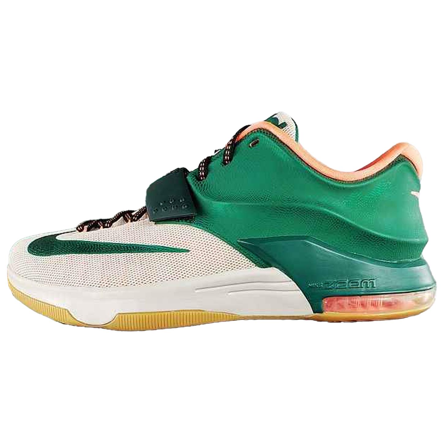 Nike KD 7 Удобные Прочные Нескользящие Износостойкие Низкие Баскетбольные Кроссовки Мужские кроссовки Зеленый Бежевый 653997-330 42