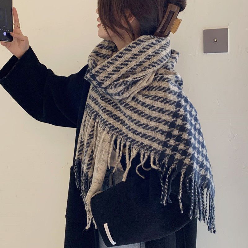 Qiandongge scarf women's autumn and winter Korean atmosphere Korean version thickened and warm imitation cashmere scarf versatile shawl men