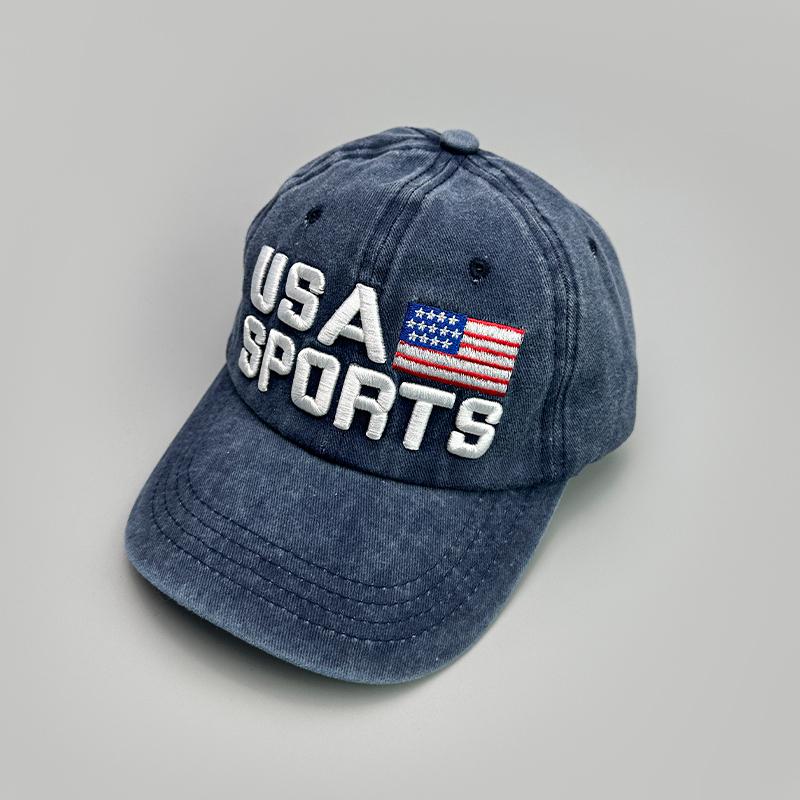 Amerikanische Flagge Stickerei Baseballkappen Gebrochen Neu Unisex Retro Atmungsaktiv Sonnenschutz Persönlich Vielseitig Mode Schirmmützen
